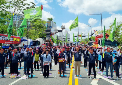 [포토뷰]  총파업 광주 건설기계노동자들